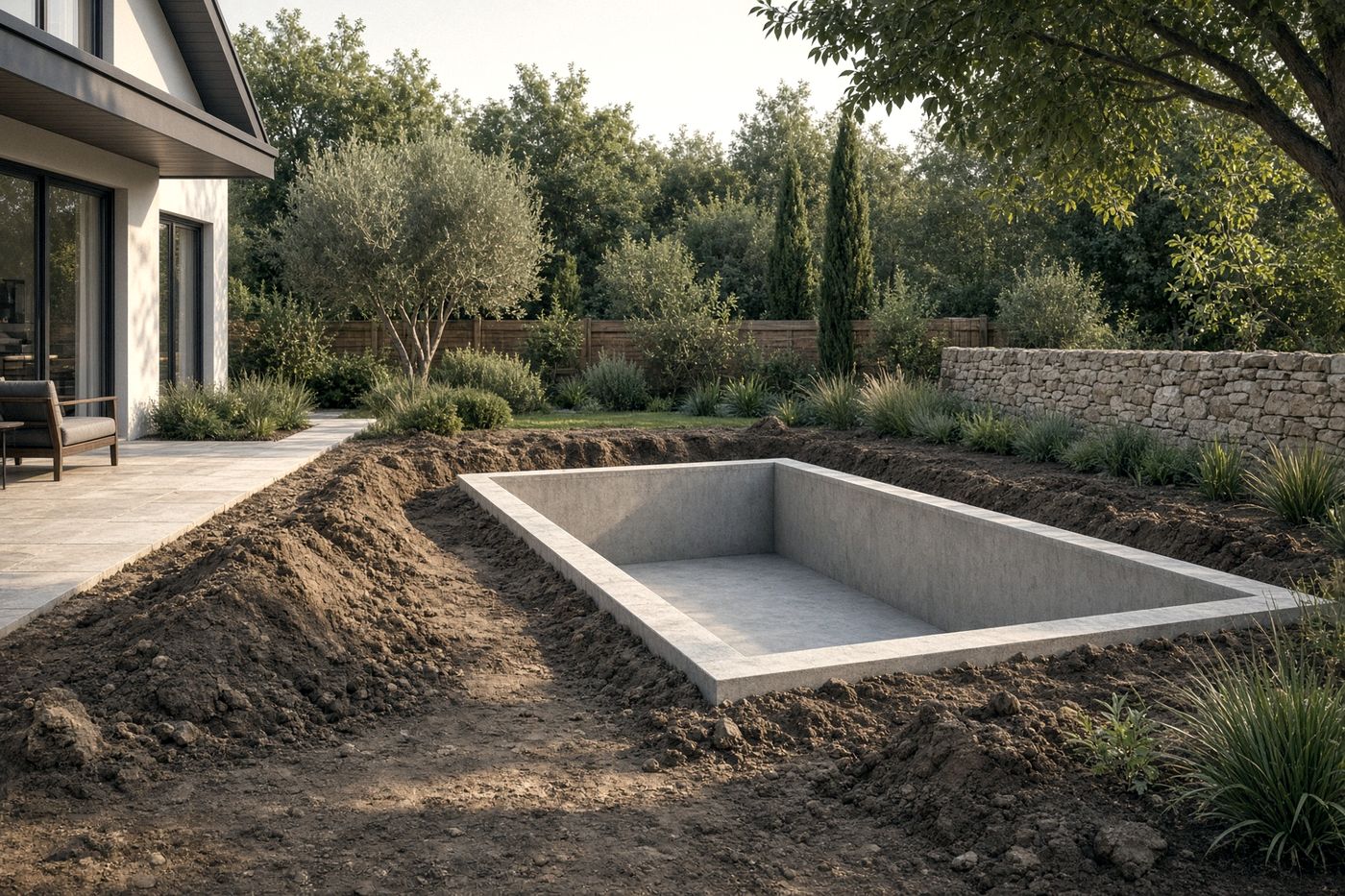 Pool im Rohbau